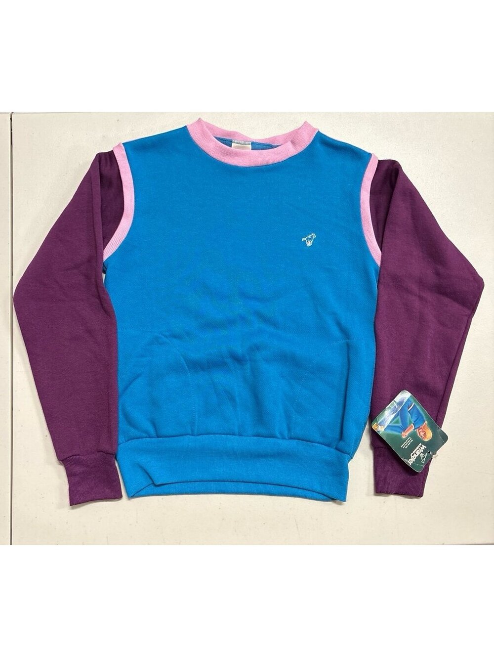 Vintage 80s Wrangler Activewear Sweatshirt Womens M Colorblock USA Made NWT